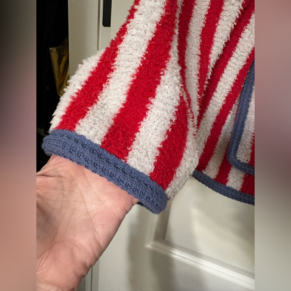 POL Red and White Striped Rose Cardigan - Picture 9 of 15
